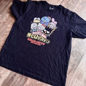 Hello Kitty Black Graphic Tee with Colorful Character Print